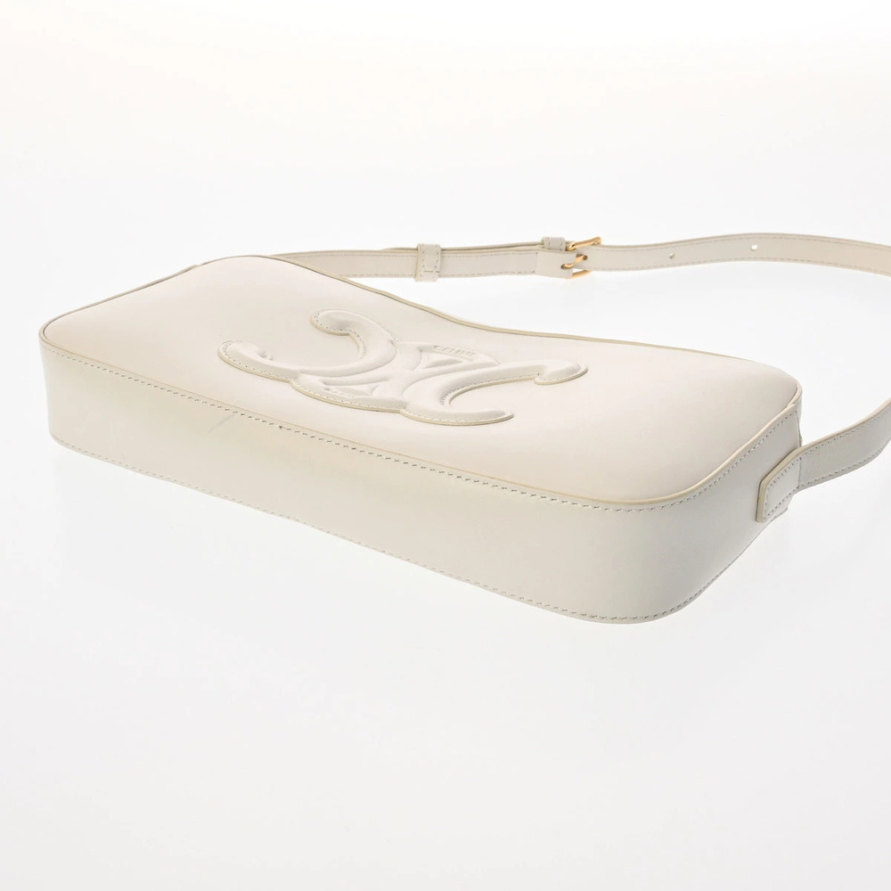 Celine White Cuile Leather Shoulder Bag Triomphe White - Picture 5 of 9